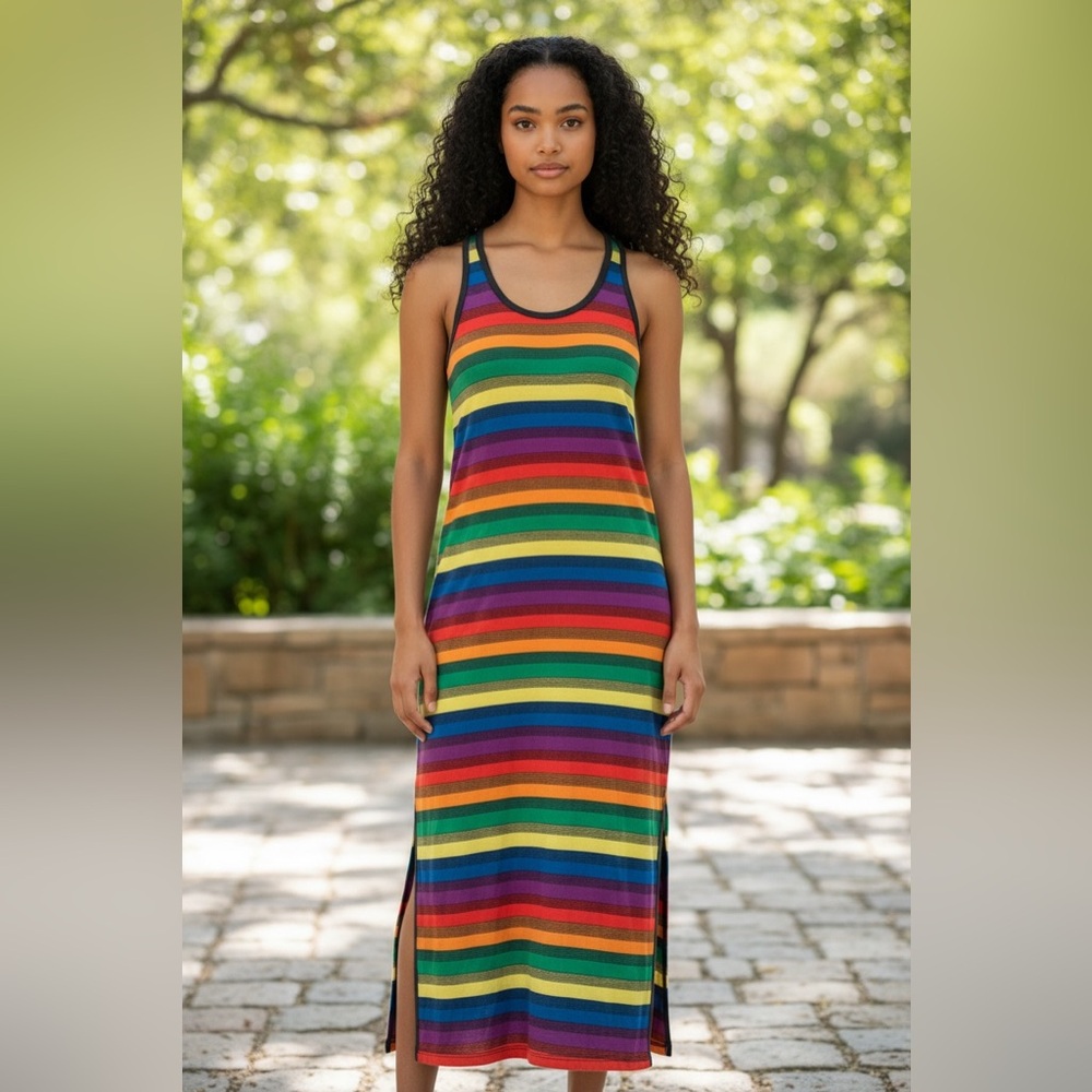 Derek Heart Multicolor Striped Maxi Dress